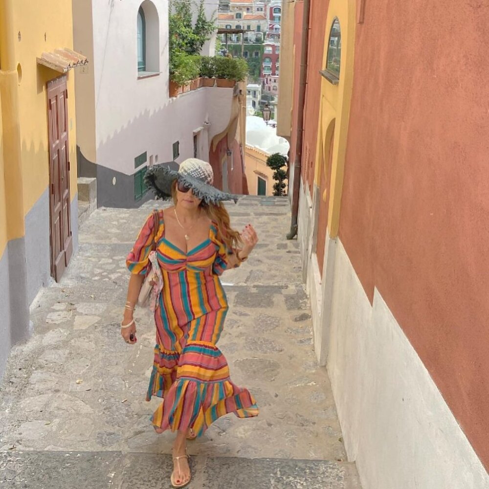 NWT Anthropologie Farm Rio Rainbow Striped Midi Dress L